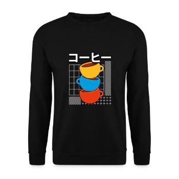 Niedliche Kawaii farbige Tassen - Unisex Pullover - Schwarz - Vorne - Alina (178cm) & Michal (187cm)