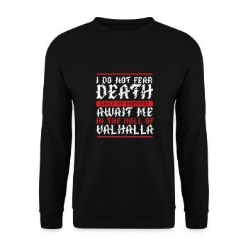 Erwarte Mich In Walhalla - Unisex Pullover - Schwarz - Vorne - Alina (178cm) & Michal (187cm)