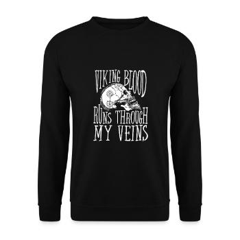 Wikingerblut Fließt Durch Meine Adern - Unisex Pullover - Schwarz - Vorne - Alina (178cm) & Michal (187cm)