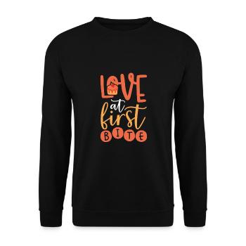 Love On The First Bite Cake - Unisex Sweatshirt - black - Front - Alina (178cm) & Michal (187cm)