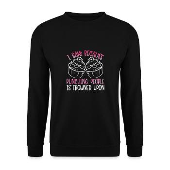 Beating People Is Frowned upon - Unisex Sweatshirt - black - Front - Alina (178cm) & Michal (187cm)