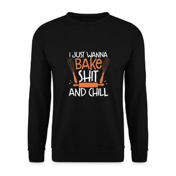 Will Nur Scheiße Backen Und Chillen - Unisex Pullover - Schwarz - Vorne - Alina (178cm) & Michal (187cm)
