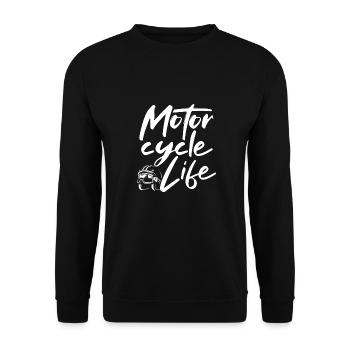Motorradhelm Leben - Unisex Pullover - Schwarz - Vorne - Alina (178cm) & Michal (187cm)