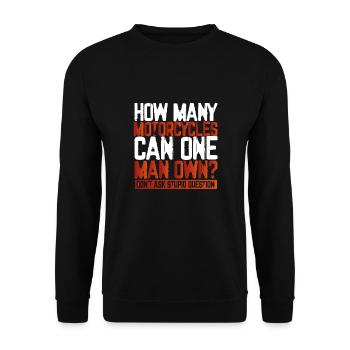 Wie Viele Motorräder Kann Ein Mann - Unisex Pullover - Schwarz - Vorne - Alina (178cm) & Michal (187cm)