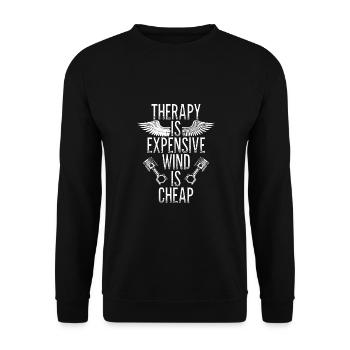 Therapie Oder Bikerwind - Unisex Pullover - Schwarz - Vorne - Alina (178cm) & Michal (187cm)