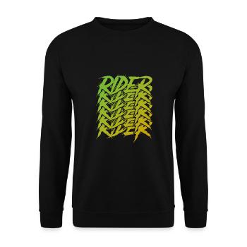 Grüner Motorradfahrer - Unisex Pullover - Schwarz - Vorne - Alina (178cm) & Michal (187cm)
