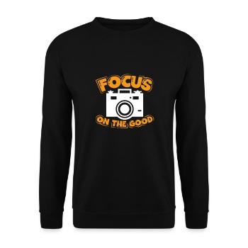 Konzentrieren Sie Sich Auf Die Gute - Unisex Pullover - Schwarz - Vorne - Alina (178cm) & Michal (187cm)