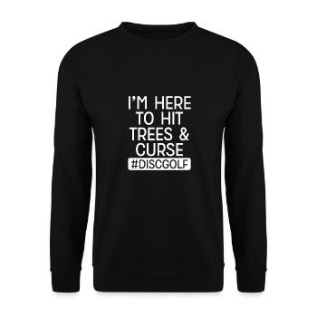 Discgolf Ich Habe Baum Getroffen - Unisex Pullover - Schwarz - Vorne - Alina (178cm) & Michal (187cm)