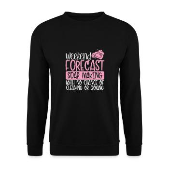 Wochenendprognose Seifenherstellung - Unisex Pullover - Schwarz - Vorne - Alina (178cm) & Michal (187cm)