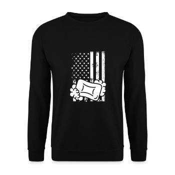 Seifenherstellung Auf Einer Usa flagge - Unisex Pullover - Schwarz - Vorne - Alina (178cm) & Michal (187cm)