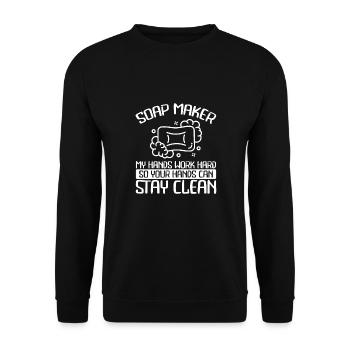 Bleiben Sie Sauber Seifenhersteller - Unisex Pullover - Schwarz - Vorne - Alina (178cm) & Michal (187cm)