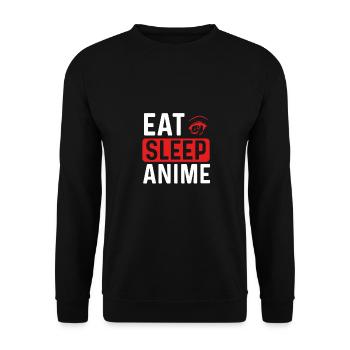 Eat sleep Anime - Unisex Pullover - Schwarz - Vorne - Alina (178cm) & Michal (187cm)