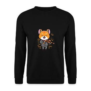 Mignon raton laveur d’anime joue du violon - Sweat-shirt Unisexe - noir - Devant - Alina (178cm) & Michal (187cm)