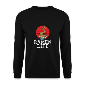 Ramen Leben - Unisex Pullover - Schwarz - Vorne - Alina (178cm) & Michal (187cm)