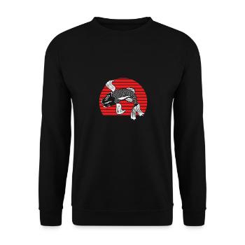Koi Karpfen mit Sonne - Unisex Pullover - Schwarz - Vorne - Alina (178cm) & Michal (187cm)
