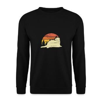 Frettchen im Wald - Unisex Pullover - Schwarz - Vorne - Alina (178cm) & Michal (187cm)