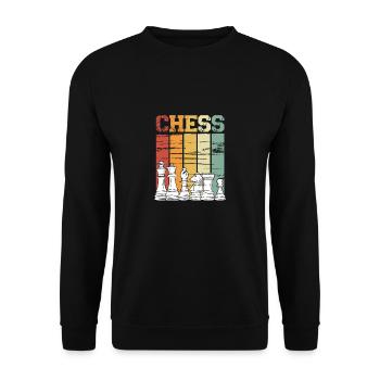 Schachspiel Retro vintage - Unisex Pullover - Schwarz - Vorne - Alina (178cm) & Michal (187cm)