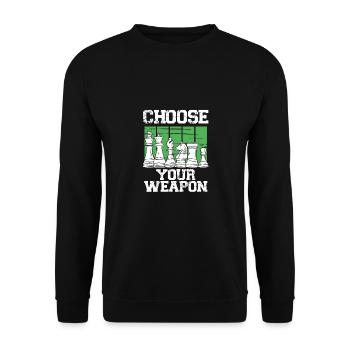 Chess pieces on green - Unisex Sweatshirt - black - Front - Alina (178cm) & Michal (187cm)