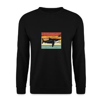 Hai Retro farben - Unisex Pullover - Schwarz - Vorne - Alina (178cm) & Michal (187cm)