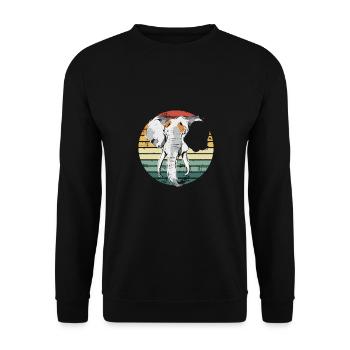 Eléphant dans Le Rétro Vintage - Sweat-shirt Unisexe - noir - Devant - Alina (178cm) & Michal (187cm)