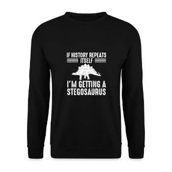 Ich werde ein Stegosaurus - Unisex Pullover - Schwarz - Vorne - Alina (178cm) & Michal (187cm)