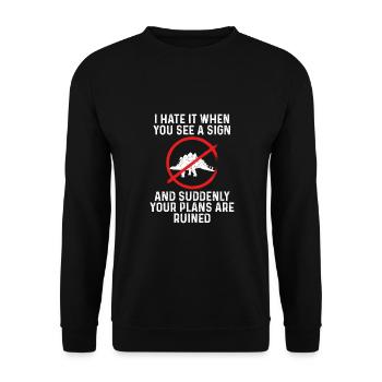 Stegosaurus Auf Einem Schild - Unisex Pullover - Schwarz - Vorne - Alina (178cm) & Michal (187cm)