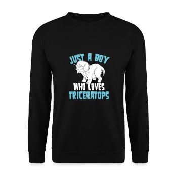 Just a boy who loves Triceratops - Unisex Sweatshirt - black - Front - Alina (178cm) & Michal (187cm)
