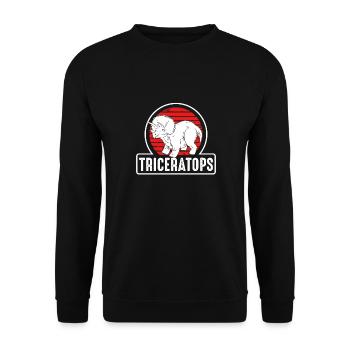Triceratops Auf Einer Roten Sonne - Unisex Pullover - Schwarz - Vorne - Alina (178cm) & Michal (187cm)