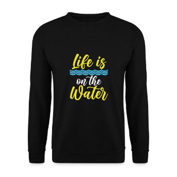 Das Leben Ist Auf Dem Wasser - Unisex Pullover - Schwarz - Vorne - Alina (178cm) & Michal (187cm)