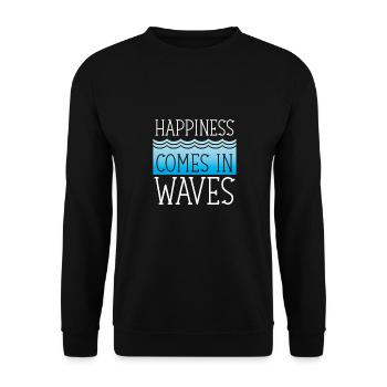 Happiness comes in waves - Unisex Sweatshirt - black - Front - Alina (178cm) & Michal (187cm)
