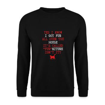 Ich Habe Fell Im Ganzen Haus - Unisex Pullover - Schwarz - Vorne - Alina (178cm) & Michal (187cm)