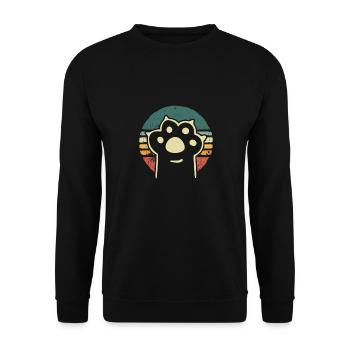 Vintage Katzenpfote - Unisex Pullover - Schwarz - Vorne - Alina (178cm) & Michal (187cm)