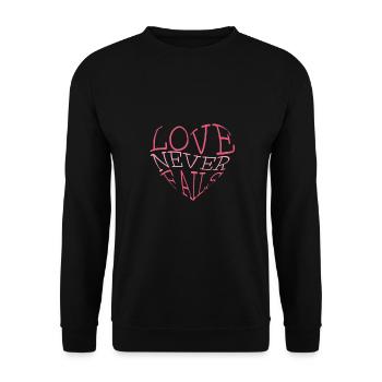 Love Never Fails - Unisex Sweatshirt - black - Front - Alina (178cm) & Michal (187cm)