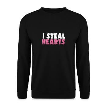 Ich Stehle Herzen Am Valentinstag - Unisex Pullover - Schwarz - Vorne - Alina (178cm) & Michal (187cm)