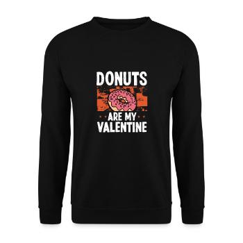 Donut Essen Ist Mein Valentinstag - Unisex Pullover - Schwarz - Vorne - Alina (178cm) & Michal (187cm)