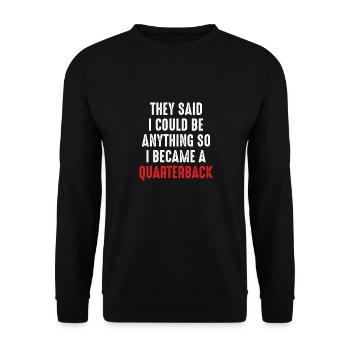 Ich Wurde Football-quaterback - Unisex Pullover - Schwarz - Vorne - Alina (178cm) & Michal (187cm)