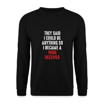 I became a football wide receiver - Unisex Sweatshirt - black - Front - Alina (178cm) & Michal (187cm)