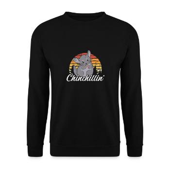 Süßes Chinchilla Retro - Unisex Pullover - Schwarz - Vorne - Alina (178cm) & Michal (187cm)