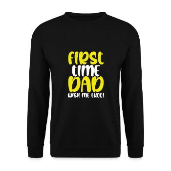 Zum Ersten Mal Papa wünscht mir Glück - Unisex Pullover - Schwarz - Vorne - Alina (178cm) & Michal (187cm)