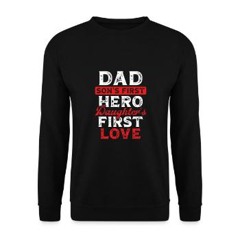 Papa Held Und Erste Liebe - Unisex Pullover - Schwarz - Vorne - Alina (178cm) & Michal (187cm)