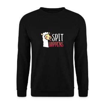 Spucke Passiert Lama - Unisex Pullover - Schwarz - Vorne - Alina (178cm) & Michal (187cm)