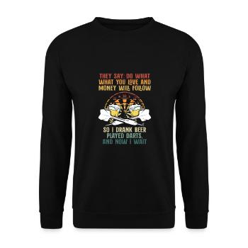 I drank beer and retro darts - Unisex Sweatshirt - black - Front - Alina (178cm) & Michal (187cm)