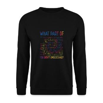 Drôle de formule mathématique en coloré - Sweat-shirt Unisexe - noir - Devant - Alina (178cm) & Michal (187cm)