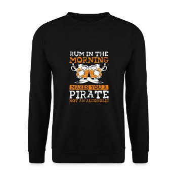 Le rhum du matin fait de vous un pirate - Sweat-shirt Unisexe - noir - Devant - Alina (178cm) & Michal (187cm)