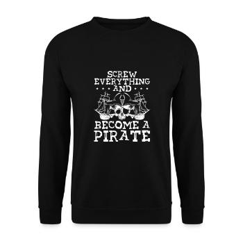 Fuck it et devenez un pirate - Sweat-shirt Unisexe - noir - Devant - Alina (178cm) & Michal (187cm)