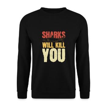 Les requins vous tueront - Sweat-shirt Unisexe - noir - Devant - Alina (178cm) & Michal (187cm)