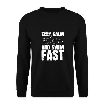 Restez calme et nagez - Sweat-shirt Unisexe - noir - Devant - Alina (178cm) & Michal (187cm)