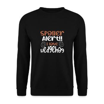 Spoiler Ich Liebe Igel - Unisex Pullover - Schwarz - Vorne - Alina (178cm) & Michal (187cm)