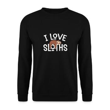 I love sloths - Unisex Sweatshirt - black - Front - Alina (178cm) & Michal (187cm)