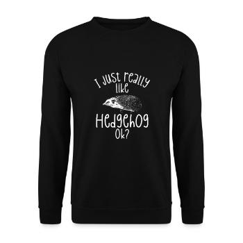 I really like hedgehogs - Unisex Sweatshirt - black - Front - Alina (178cm) & Michal (187cm)